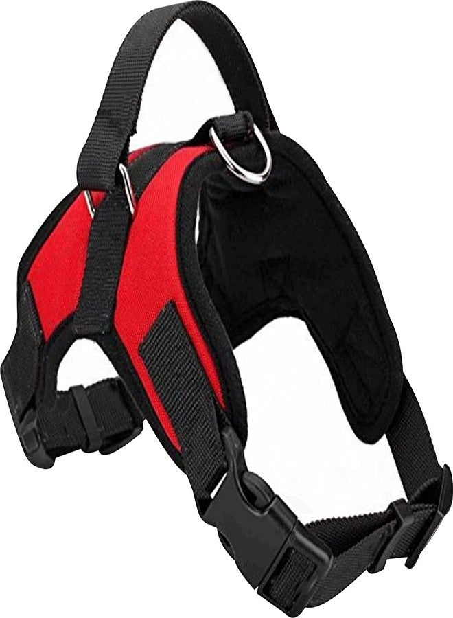 KittuPet Dog Belt Padded Dog Harness Adjustable Neck Strip & Chest Strip Dog Harness (Red, Large) - Image 1